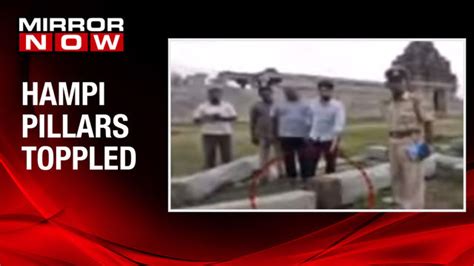 Man accidentally topples two pillars in Hampi
