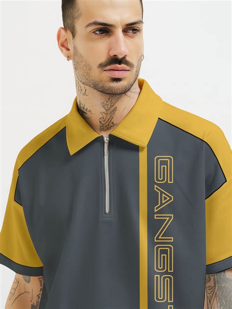 Gangster Oversized Polo T-Shirt - Multi Color – Crazymonk