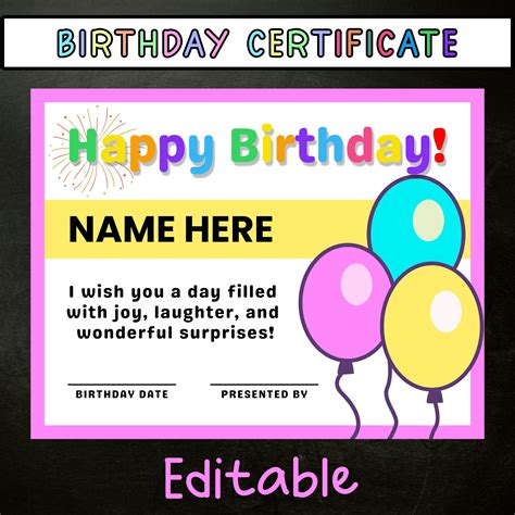 Best 25+ Birthday Certificate Templates