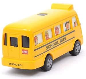 OFFPHATE Kid Plastic Toy Mini School Bus, Pack Of 1, Pull Back Toy ...