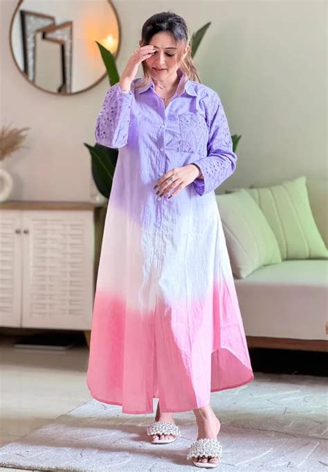 Wama Trendz Periwinkle Shaded Shirt Dress Price in India - Buy Wama ...