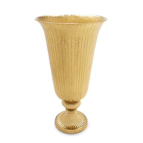Shop Gold Ribbed Hammered Tall Metal Vase - at Best Price Online in India