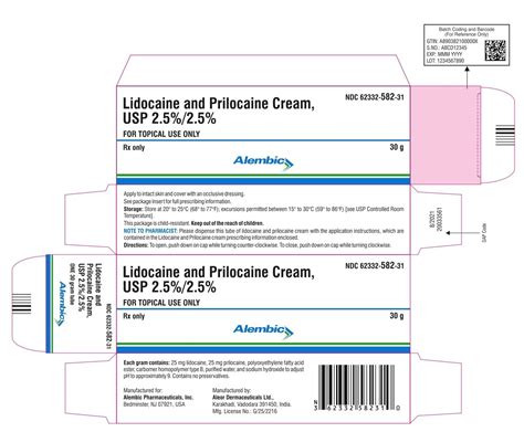 Lidocaine and Prilocaine Package Insert / Prescribing Information ...