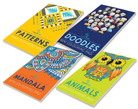 Buy Set of 4 Mini Adult Colouring Pads including Patterns, Mandala ...