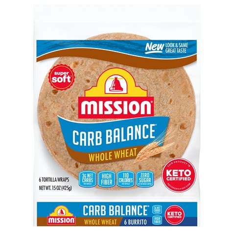 MISSION Low Carb Whole Wheat Flour Tortillas, Burrito Size, 6 Count ...