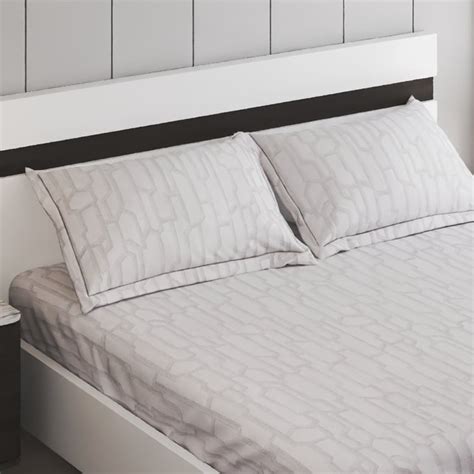 Buy Oxford Geo Cotton 144TC Printed 3Pcs King Fitted Bedsheet Set from ...