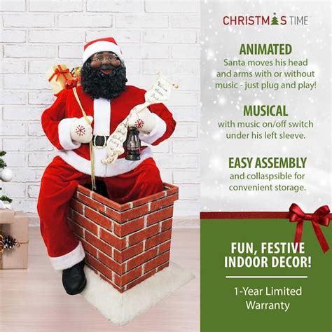 Buy 48 in. Christmas African American Santa Claus in the Chimney with ...