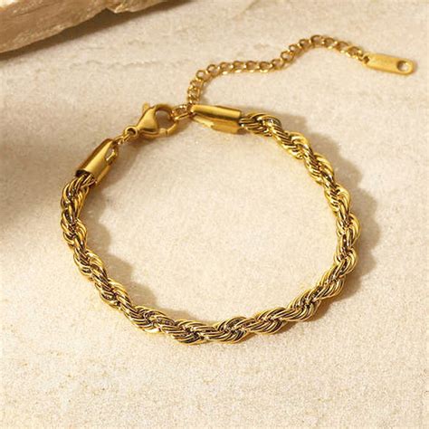 Buy Gold Plated Anti Tarnish Stainless Steel Thin Chain Rope Style ...
