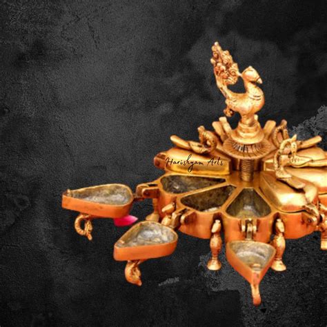 Elegant Peacock Design Brass Kumkum Box