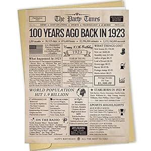 Spercy Jumbo Happy 100th Birthday Card for Grandma Granddad, Retro 100 ...