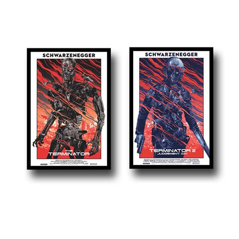 Set Of 2 Art Movie Poster - Terminator - Premium Quality Framed Poster ...