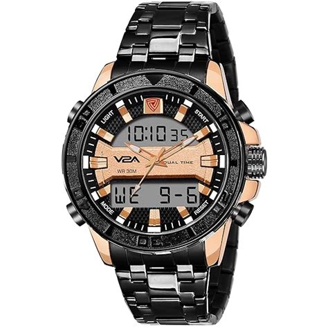 Buy V2A Analogue - Digital Men's Watch (Rose gold Dial Black Colored ...