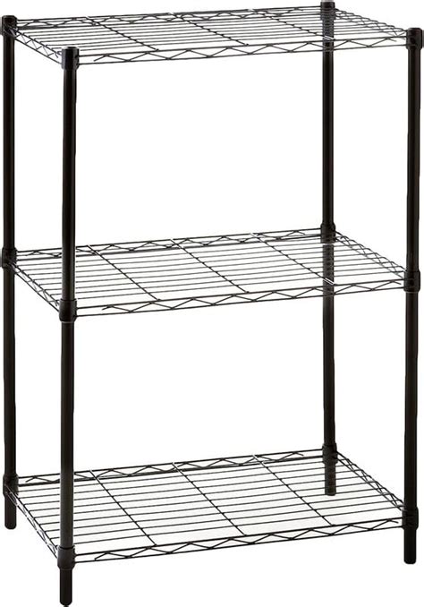 3 Tier Storage Rack | 3 Powder-Coated Wire Shelfs of Steel with Black ...