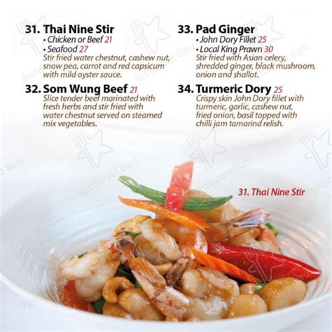 Menu at Thai Nine restaurant, Mosman