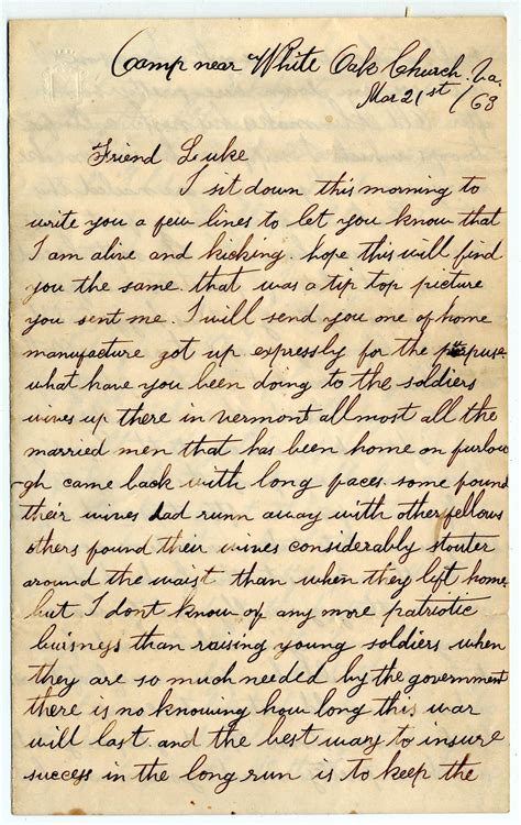 Civil War Letters ~ Thankyou Letter