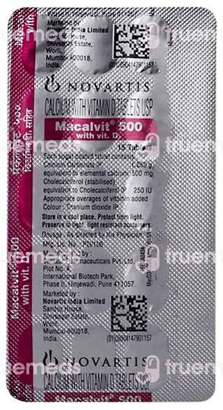 Macalvit 500 Mg/250iu Tablet: Uses, Side Effects, Price & Substitutes