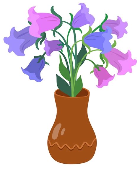 Bouquet de jacinthes bleues et roses dans un vase en argile | Vecteur ...
