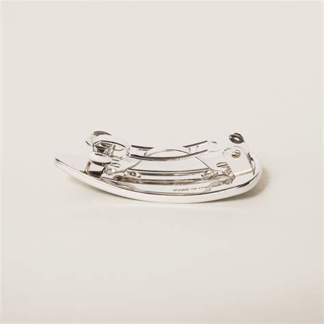 Pinces À Cheveux En Métal Émaillé Émeraude/cognac/vague | Miu Miu