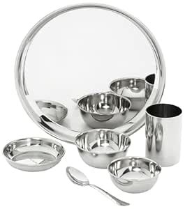 Premium Stainless Steel Thali Set – 6-Piece Dinnerware Set for ...
