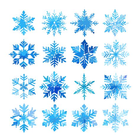 Watercolor Christmas Snowflakes Set Vector, Christmas, Snowflakes, Snow ...