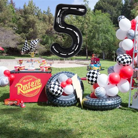 Buy Race Car Black Balloons Car Birthday Party Supplies , 40 Inch Giant ...