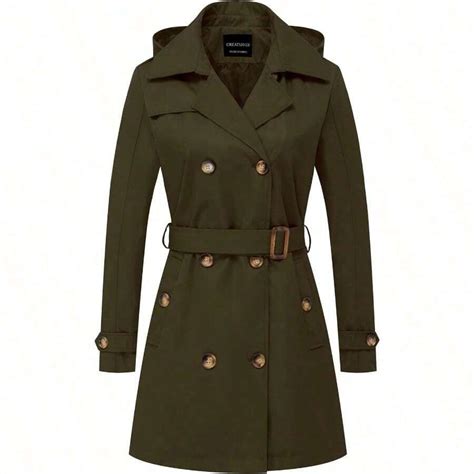 Abrigo de gabardina para mujer abotonado doble de solapa clásica con ...