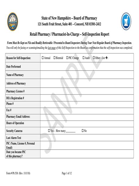 Fillable Online Retail Pharmacy Self-Inspection Form (Rev 11-7-18) Fax ...