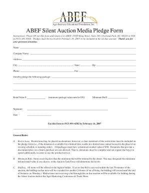 Fillable Online nama ABEF Silent Auction Media Pledge Form - NAMA ...