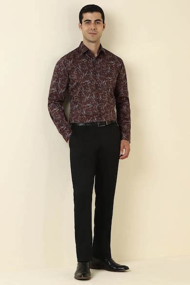 Buy Men Brown Printed Full Sleeves Formal Shirt Online - 39960291 ...