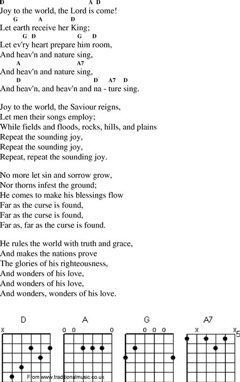 Christian Gospel Worship Song Lyrics with Chords - Joy to the World