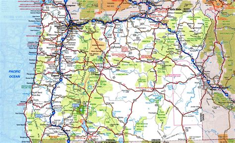Large detailed roads and highways map of Oregon state with all cities and national parks ...