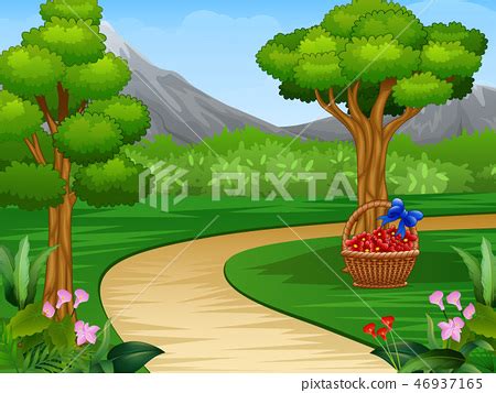 Cartoon of beautiful garden background - Stock Illustration [46937165 ...