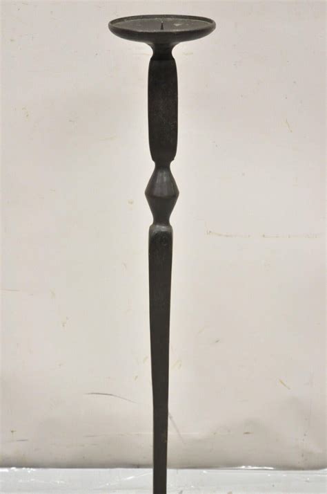 Cast Bronze Brutalist Modern 29.5" Tall Floor Candlestick Holder Stand ...