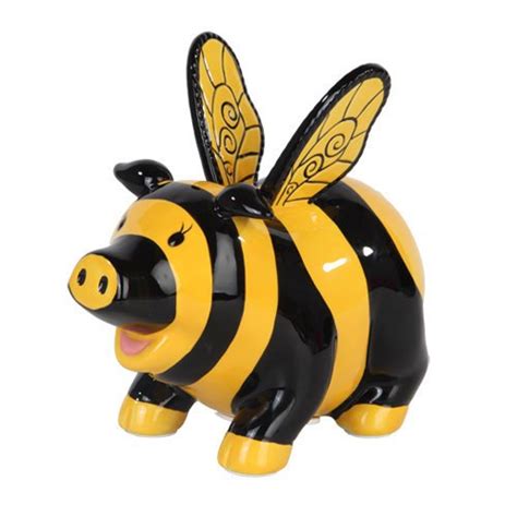 6"L Bumble Honey Bee Piggy Bank- "When Pigs Fly!" Piggy Bank Collection ...
