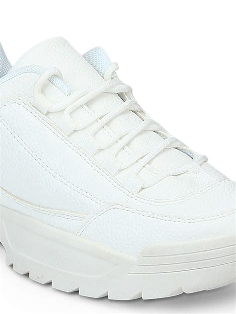 White Cleated Bottom Lace-Up Sneakers – Truffle Collection
