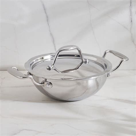 Buy Valeria Carin Stainless Steel Kadhai with Lid - 16cm from Home ...