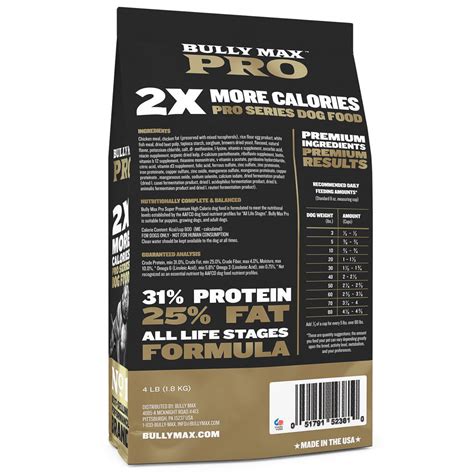 Bully Max PRO Series 31/25 | High Calorie Dog Food | 600 Kcal Per Cup ...