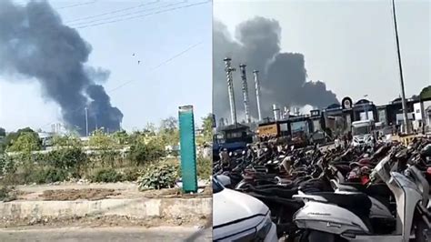 Explosion IOCL refinery Vadodara smoke visible several kilometers away ...