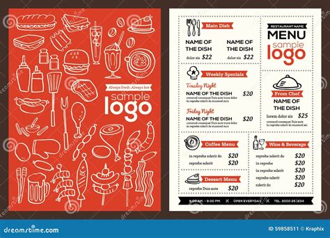 Modern Restaurant Menu Cover Design Pamphlet Vector Template Stock ...