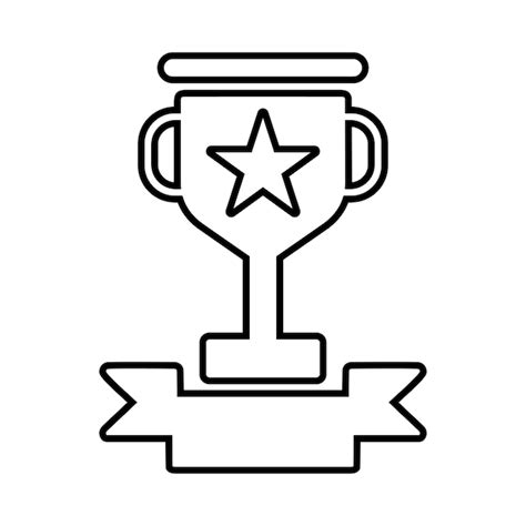 Ícone de contorno do troféu Vector de arte de linha | Vetor Premium