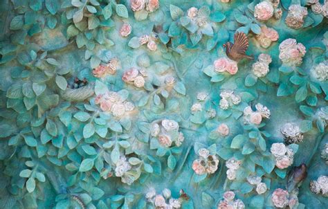 Wallpaper surface, flowers, wall, birds for mobile and desktop, section ...