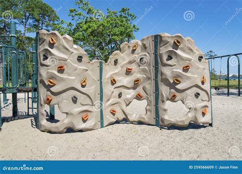 Rock Climbing Wall for Children at a Public Playground in Destin Florida Stock Image - Image of ...