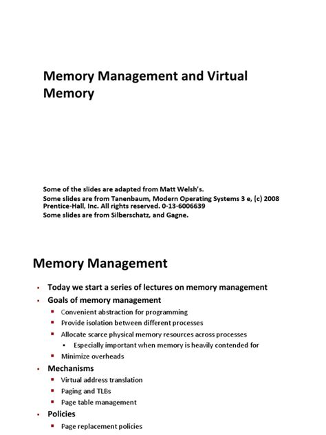 Memory Management and Virtual Memory | PDF | Cpu Cache | Information ...