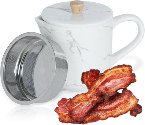 Amazon.com: Bacon Grease Saver with Strainer , Porcelain Bacon Grease ...
