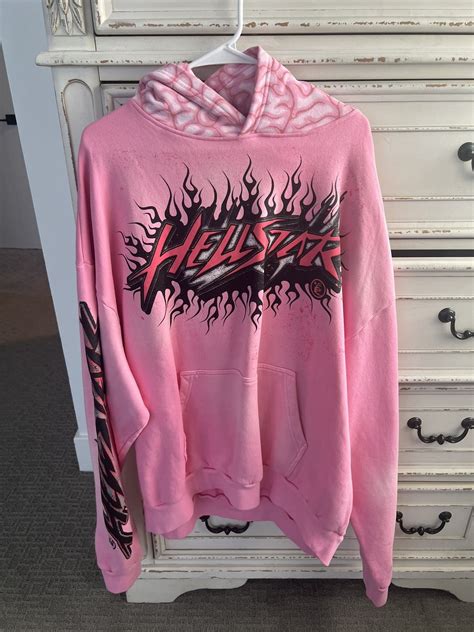 HELLSTAR XL Pink Hellstar Hoodie With Brain on Hood | Grailed
