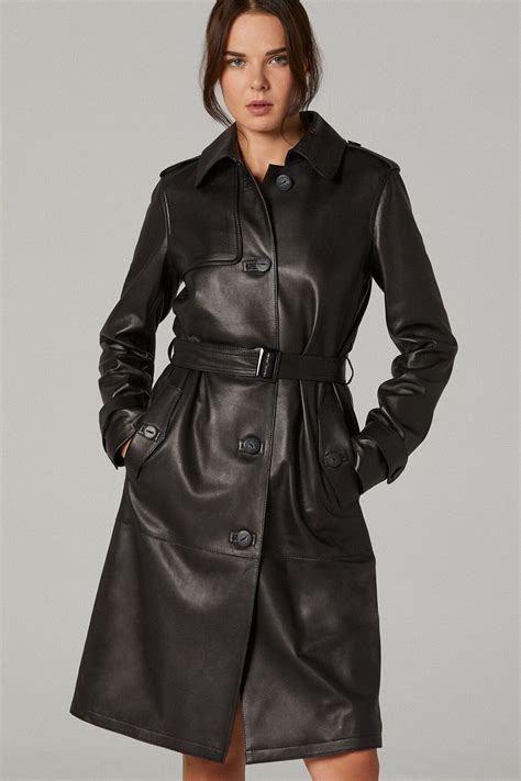 Dames lederen trenchcoat trenchcoat vrouwen lederen jas - Etsy ...