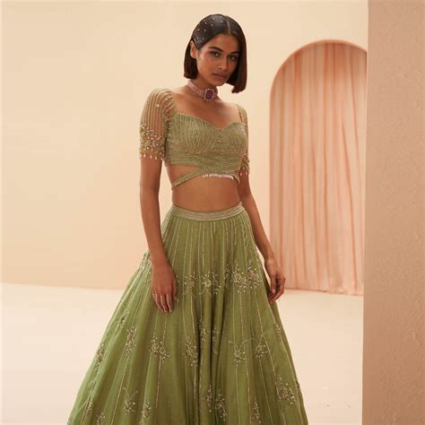 Buy Jade Green Embellished Lehenga Set For Women | Indyverse