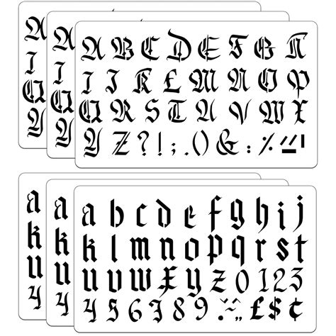 Buy Dequera 6 Pieces Old English Lettering Stencil Gothic Font Stencil ...