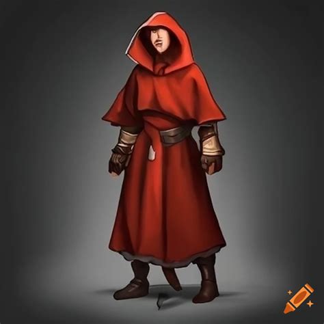 Dnd monk in red robes with hood on Craiyon