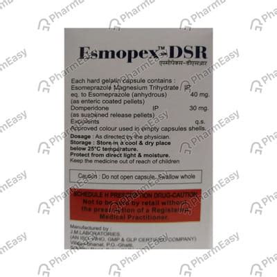 Esmopex Dsr Strip Of 10 Capsules: Uses, Side Effects, Price & Dosage ...